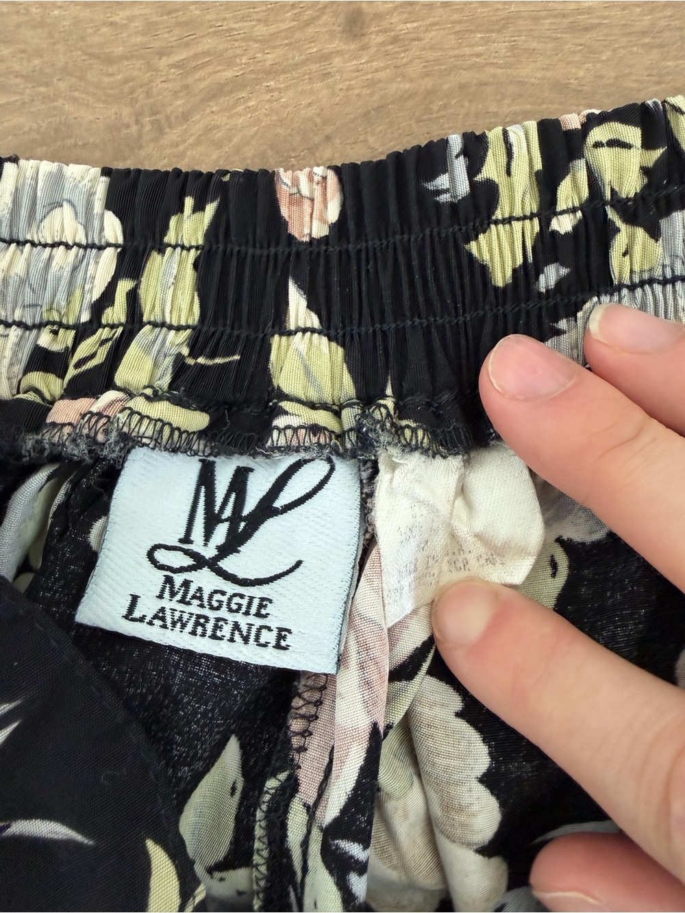 Vintage Black Maxi Skirt with Pink & Cream Floral Print - Picture 3 of 3